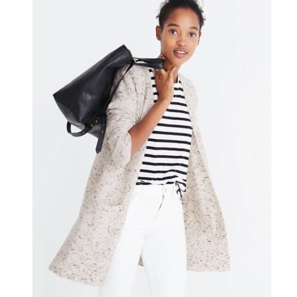 Madewell women L gray Donegal Kent cardigan sweater boho‎ wool blend lagenlook